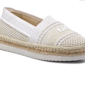 Michael Michael Kors RAYA Espadrille slip on Metallic Fabric Pale Gold sz 7